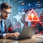 Trader analyzing market risk and price charts to avoid overleveraging in trading