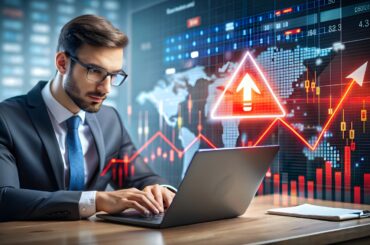 Trader analyzing market risk and price charts to avoid overleveraging in trading