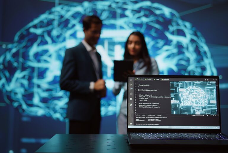AI agents for risk management development team working with AI brain and code in a tech environment