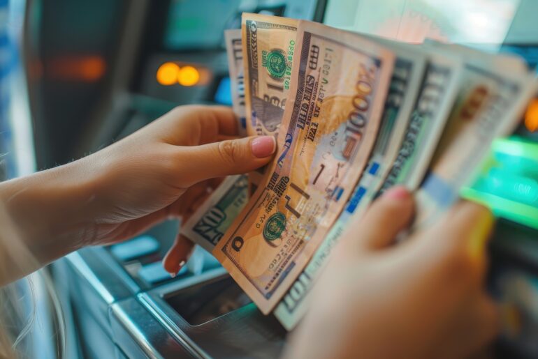 Hands holding multi-currency banknotes representing global major, minor, and exotic Forex currency pairs.